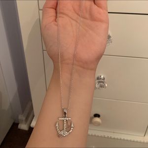 Silver jeweled anchor necklace